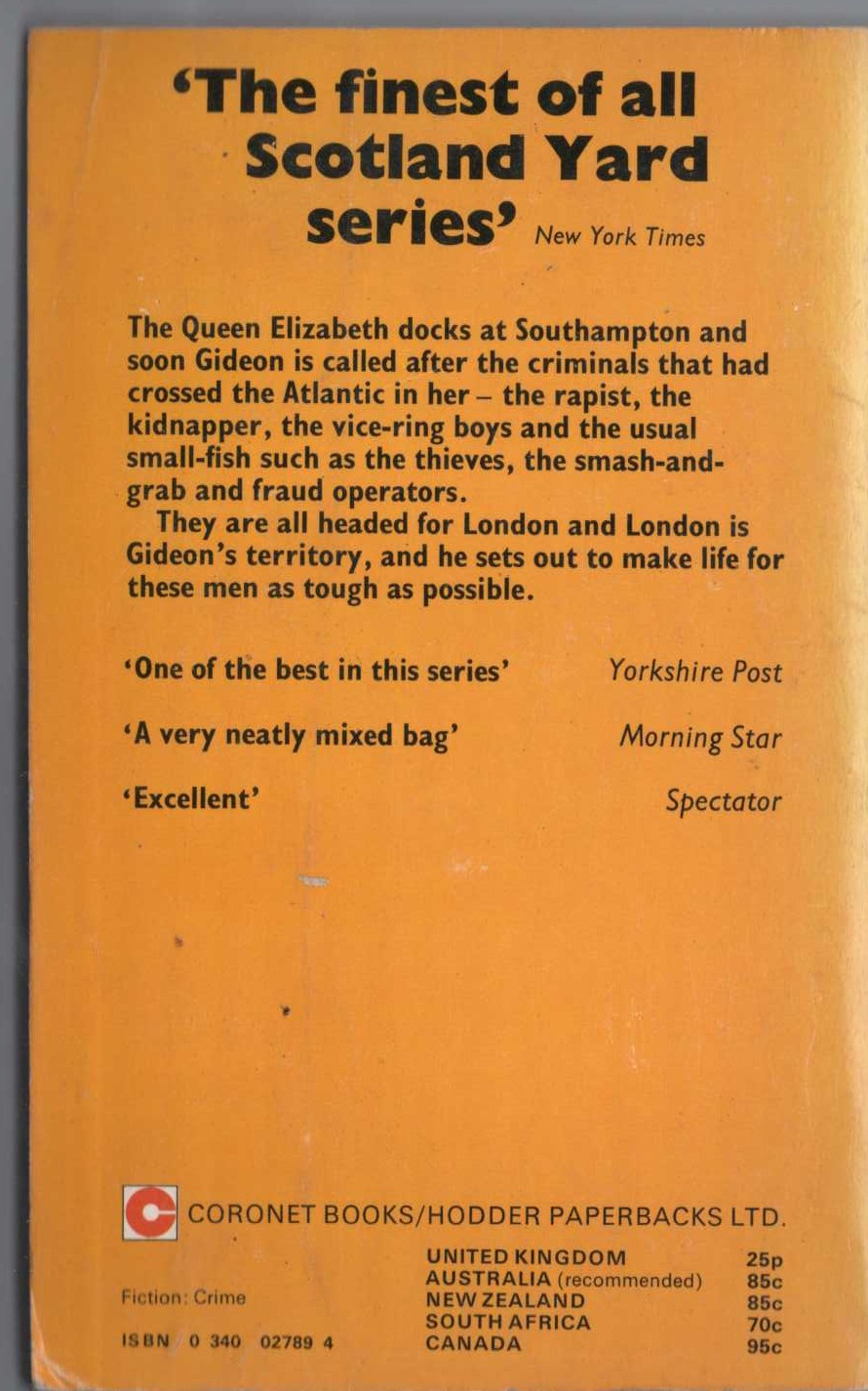 J.J. Marric  GIDEON'S LOT magnified rear book cover image