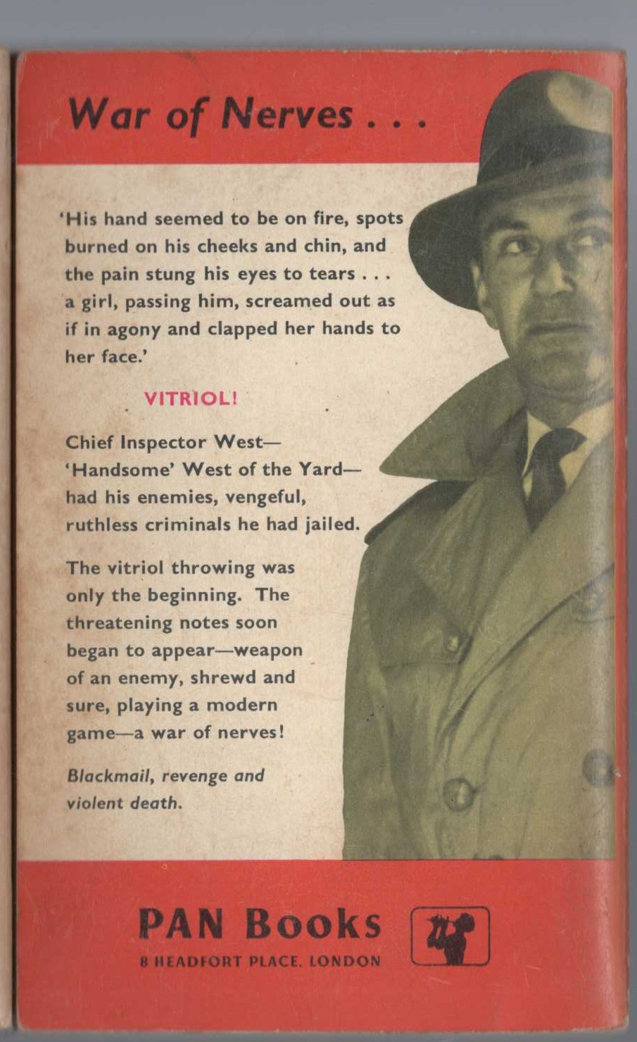 John Creasey  INSPECTOR WEST AT BAY magnified rear book cover image