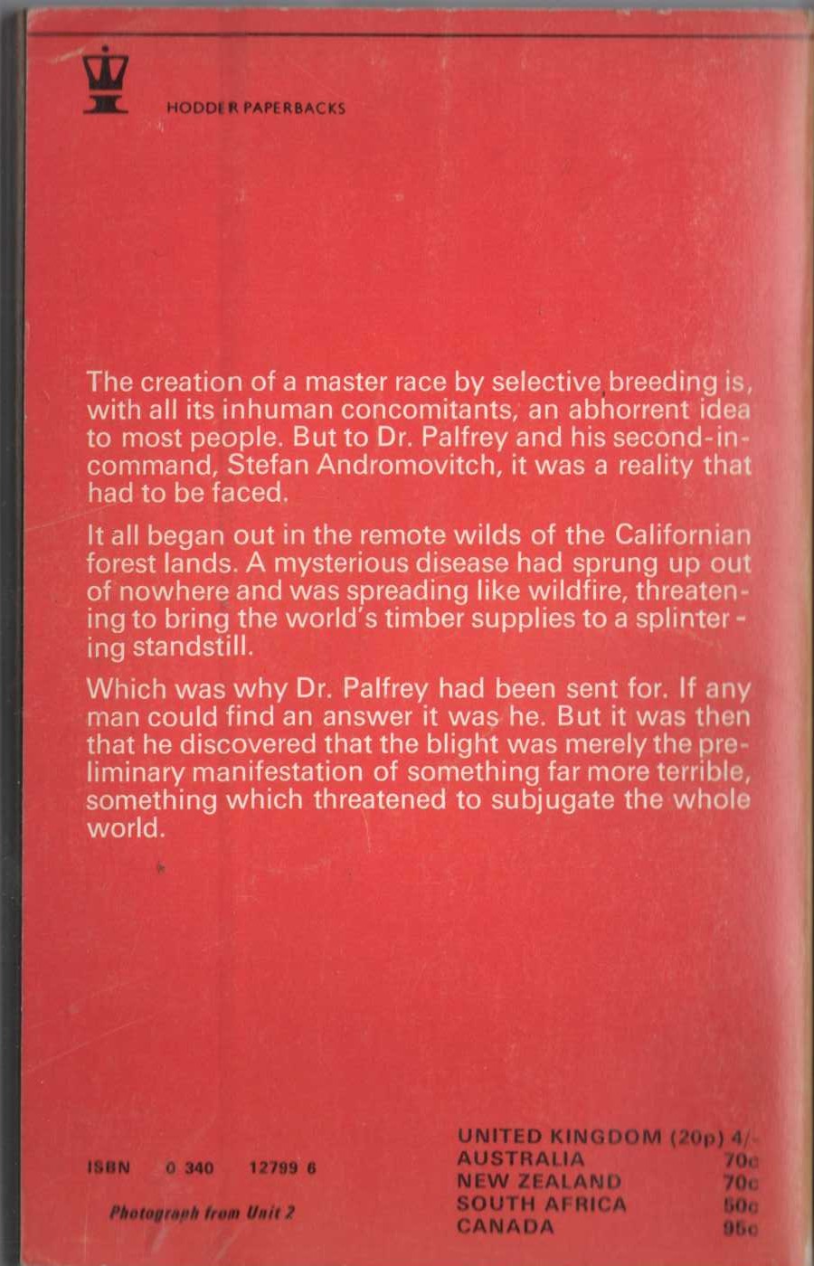 John Creasey  THE BLIGHT (Doctor Palfrey) magnified rear book cover image