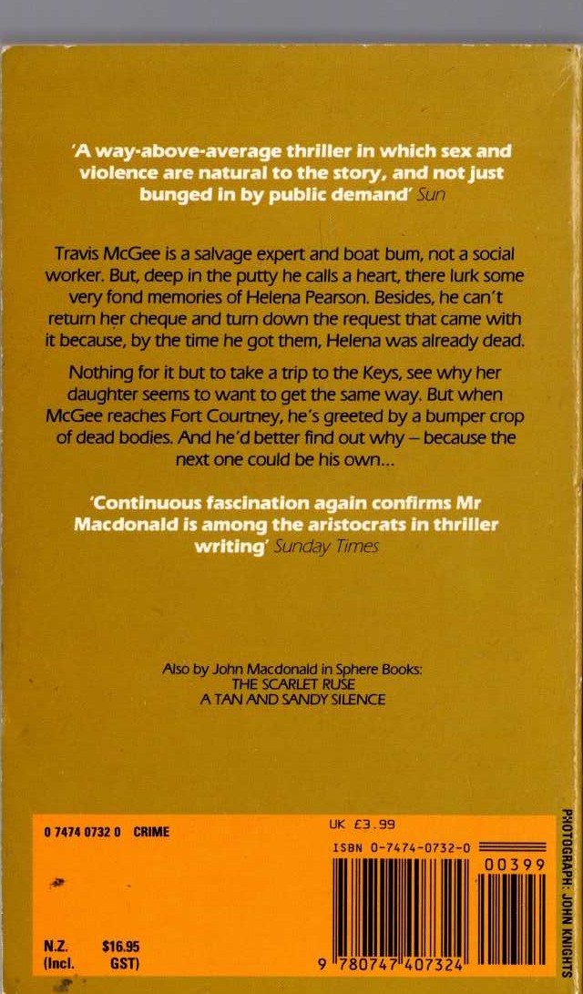 John D. MacDonald  THE GIRL IN THE PLAIN BROWN WRAPPER magnified rear book cover image