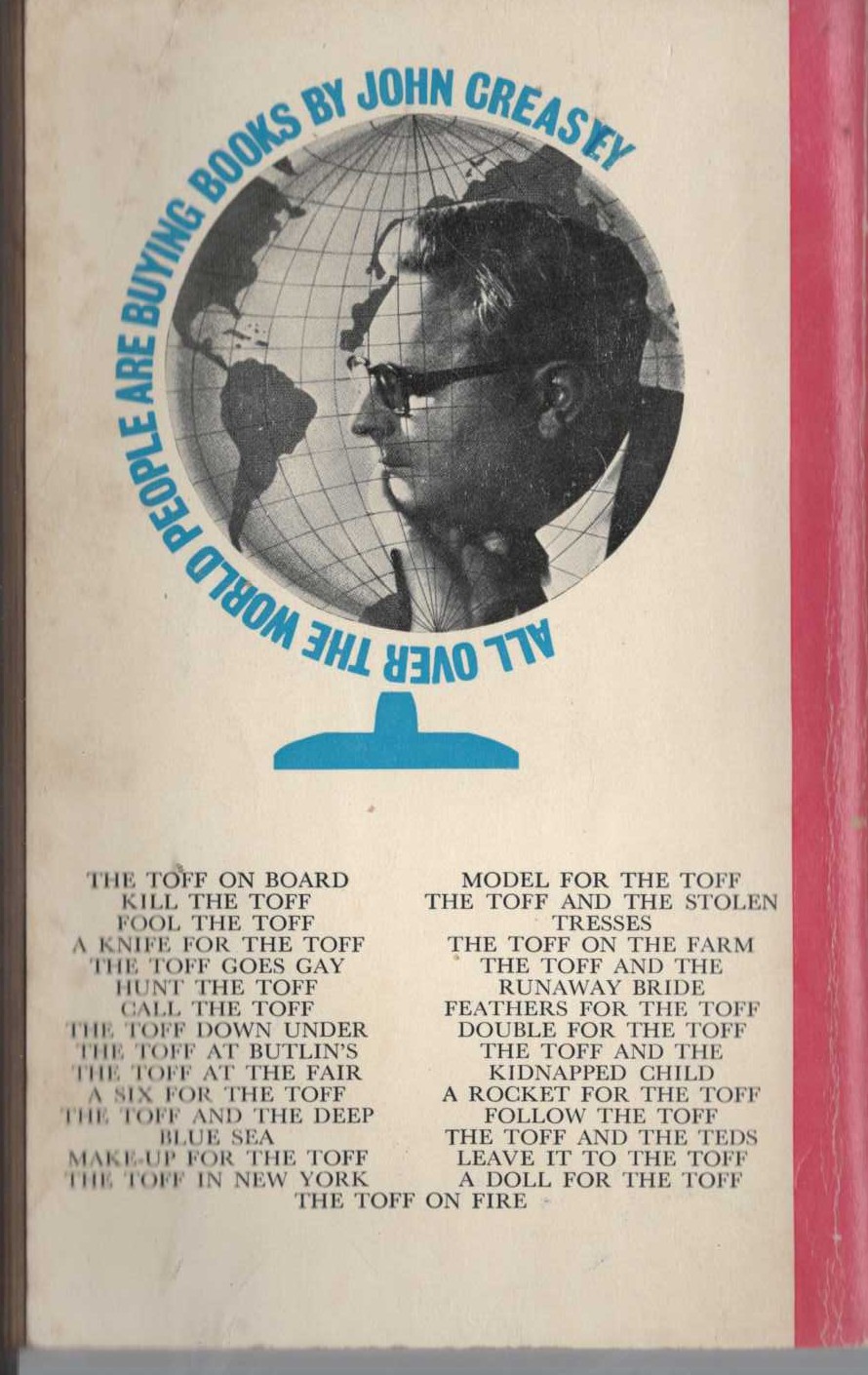 John Creasey  THE TOFF AND OLD HARRY magnified rear book cover image