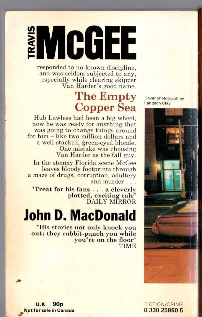 John D. MacDonald  THE EMPTY COPPER SEA magnified rear book cover image