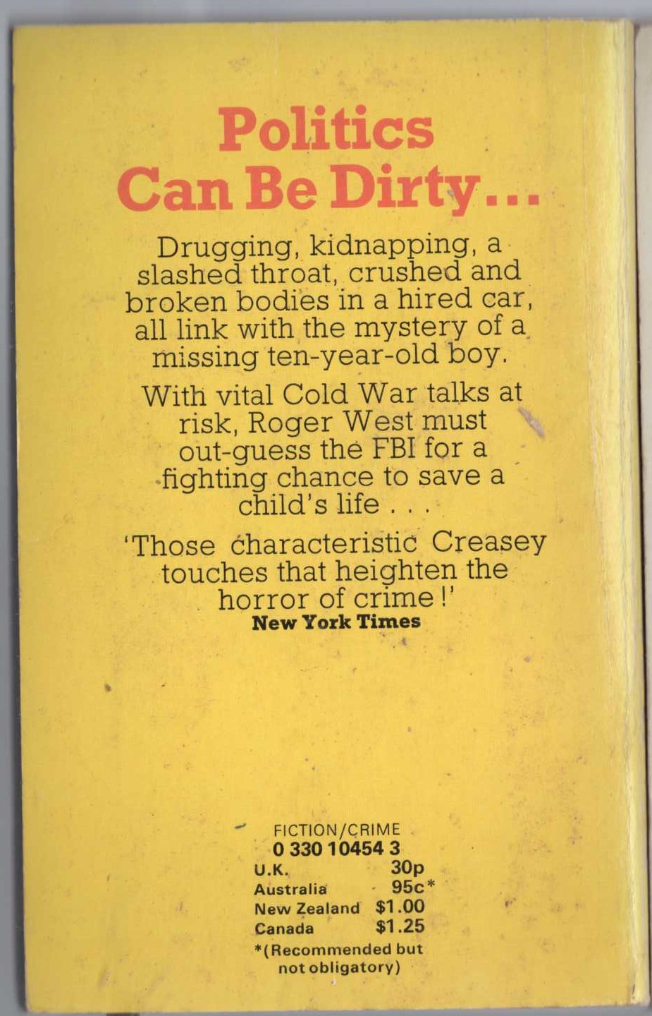 John Creasey  SEND SUPERINTENDENT WEST magnified rear book cover image