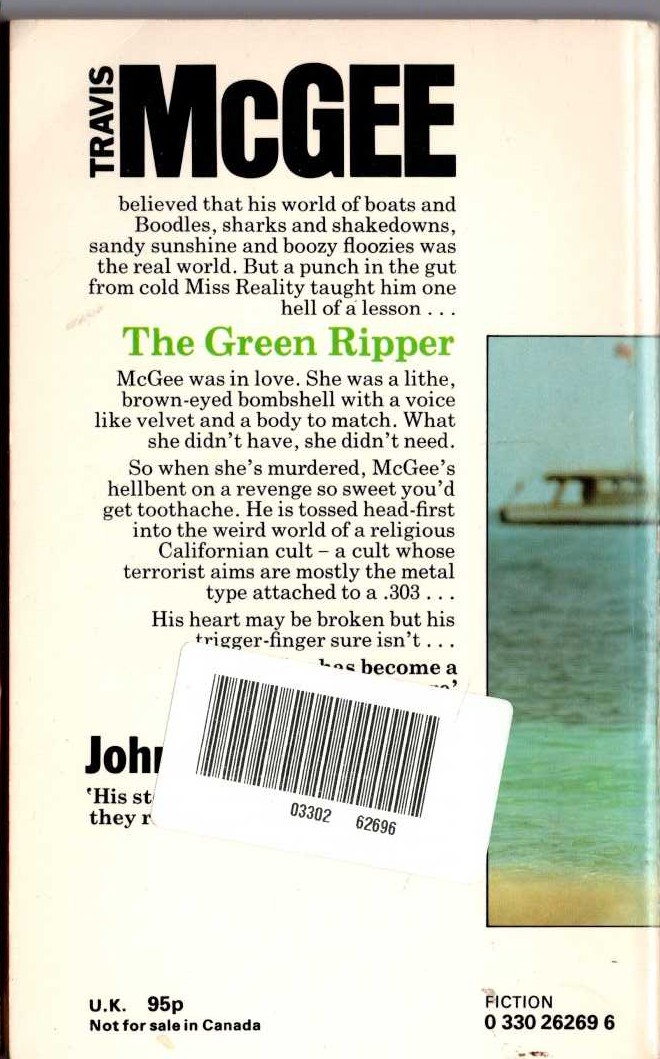 John D. MacDonald  THE GREEN RIPPER magnified rear book cover image