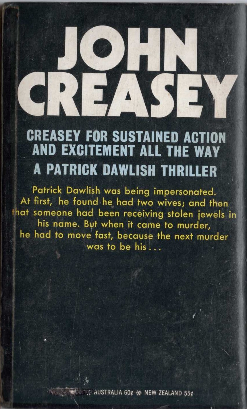 Gordon Ashe  DOUBLE FOR DEATH magnified rear book cover image