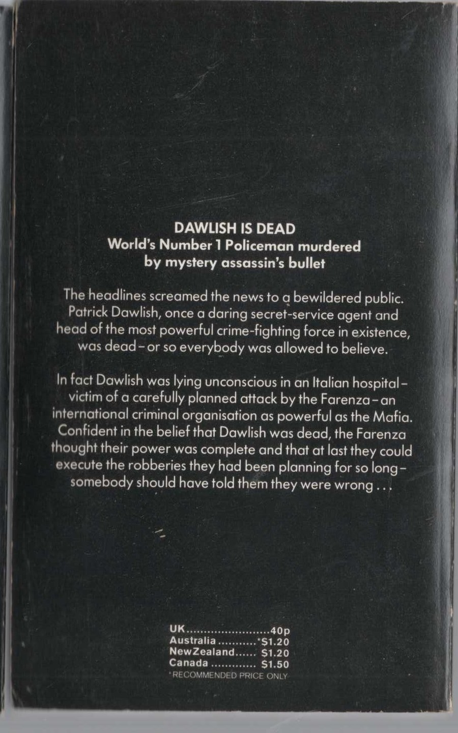 Gordon Ashe  A LIFE FOR A DEATH magnified rear book cover image