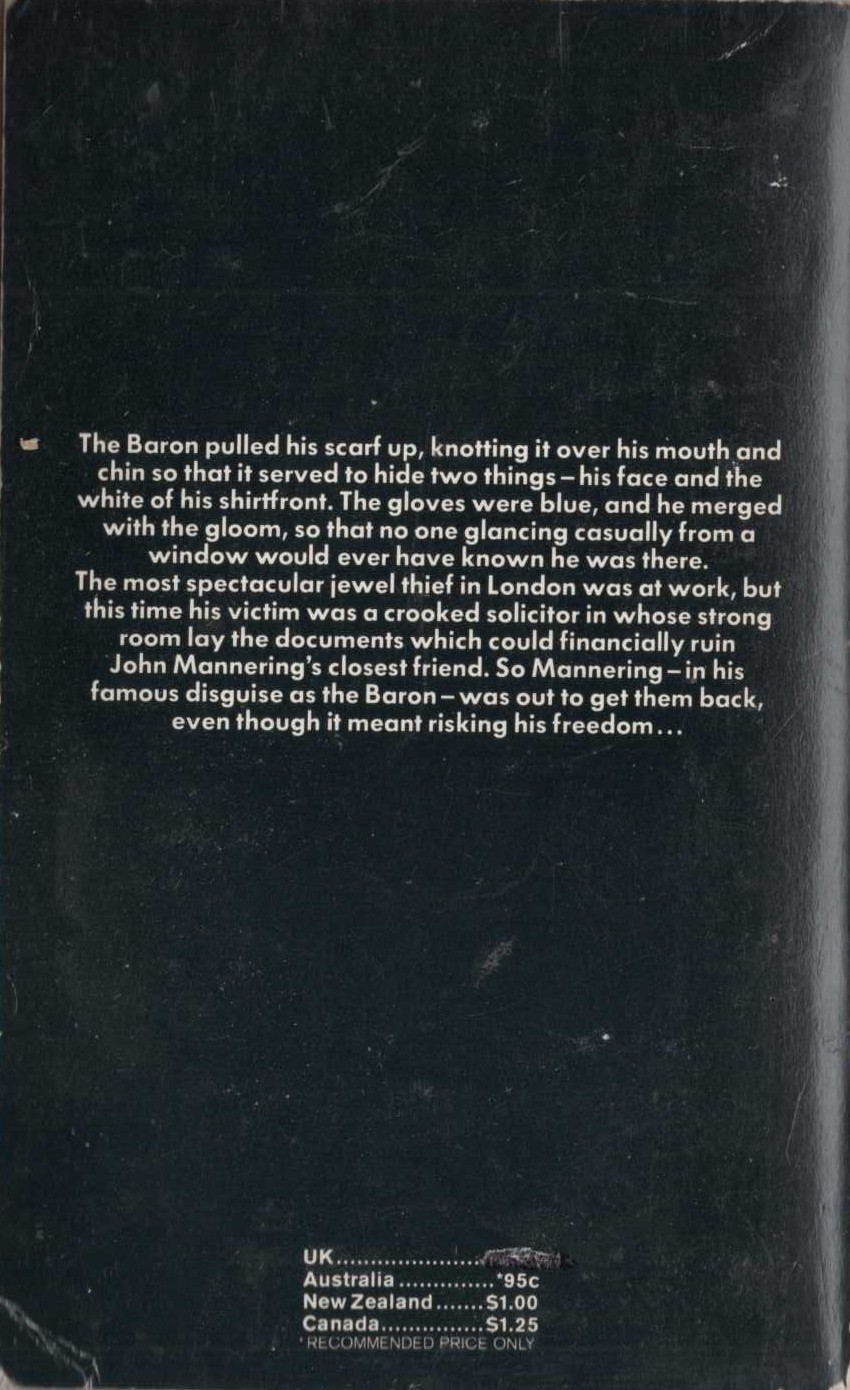 Anthony Morton  THE BARON RETURNS magnified rear book cover image