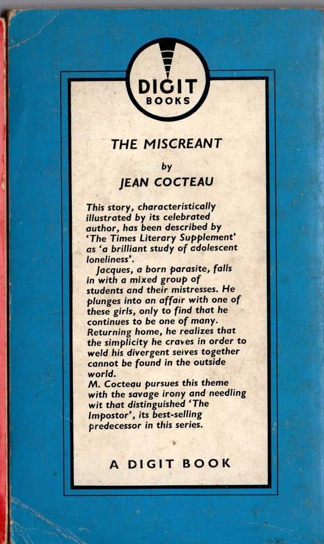 Jean Cocteau  THE MISCREANT magnified rear book cover image