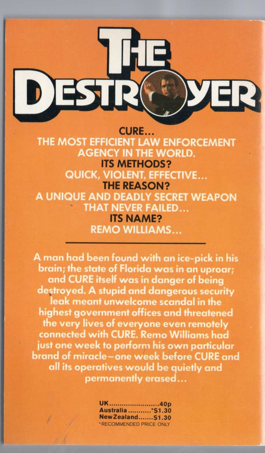 THE DESTROYER 12: KILL OR CURE magnified rear book cover image