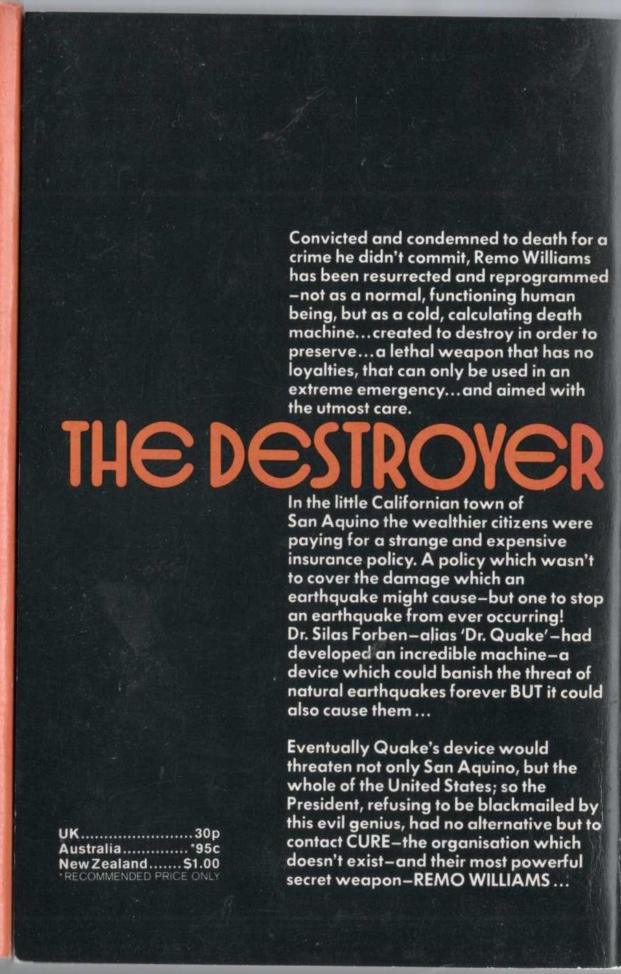 THE DESTROYER: DR. QUAKE magnified rear book cover image