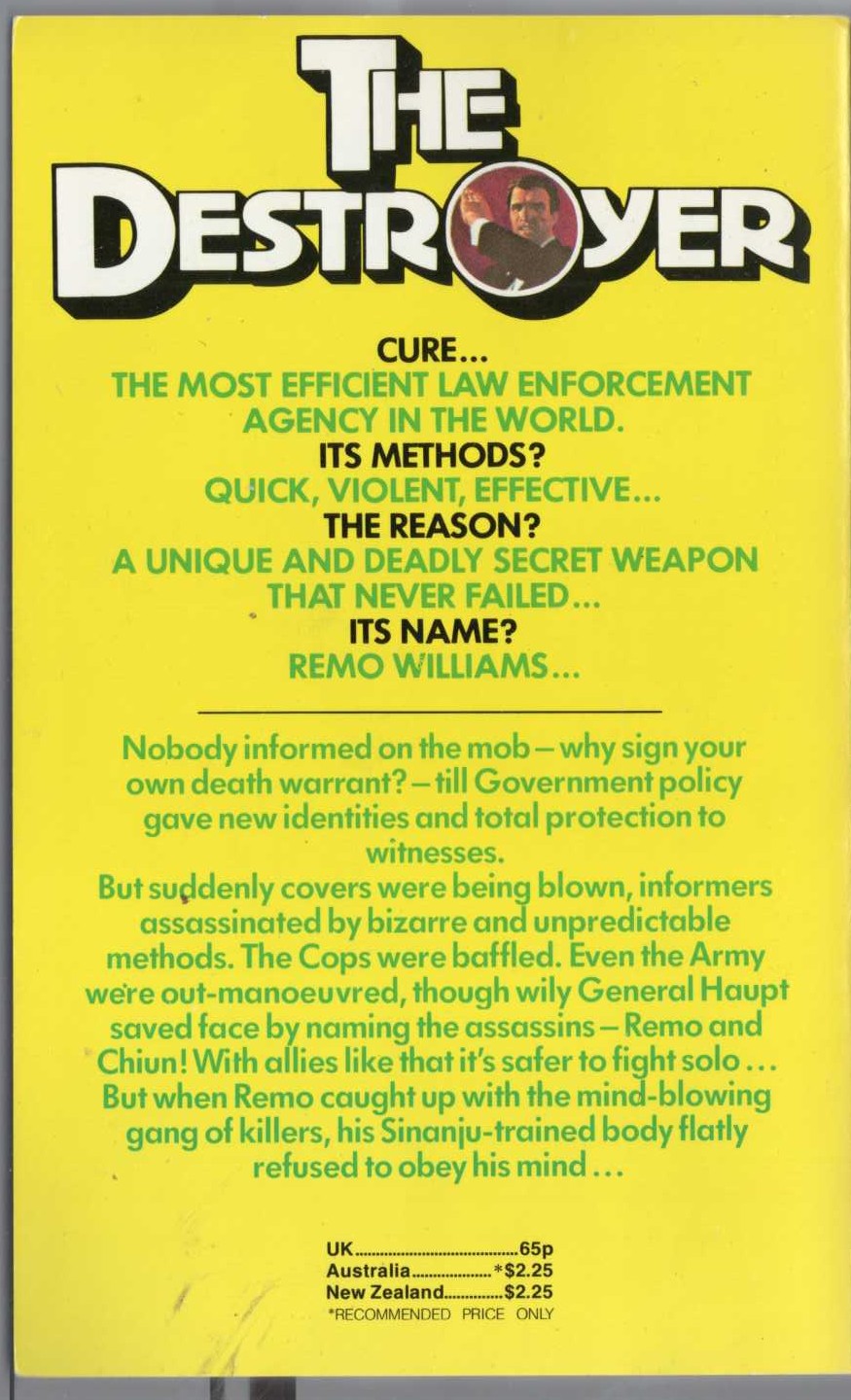 THE DESTROYER 23: CHILD'S PLAY magnified rear book cover image