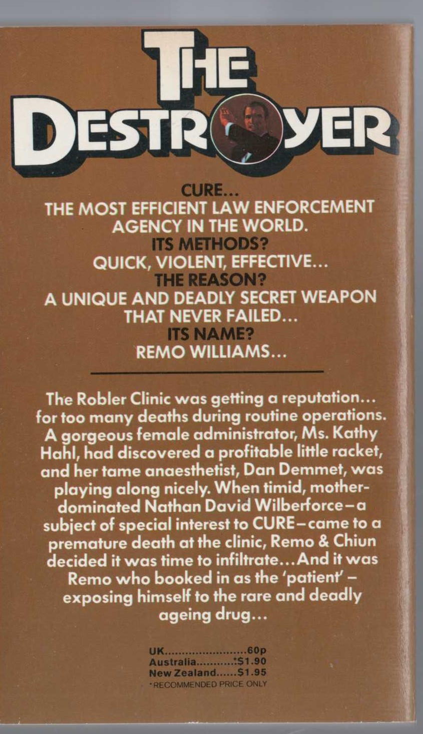 THE DESTROYER 15: MURDER WARD magnified rear book cover image