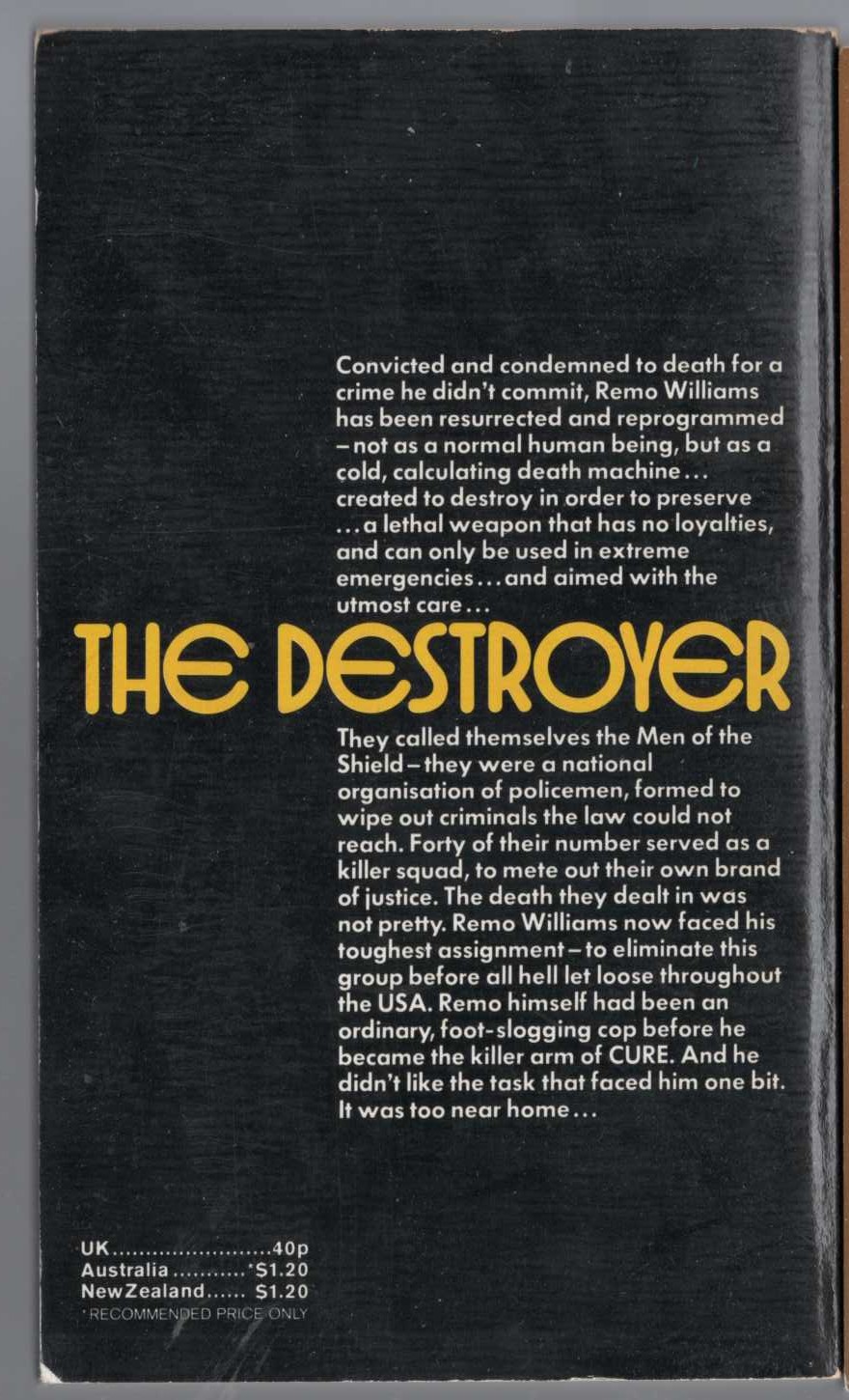 THE DESTROYER: MURDER'S SHIELD magnified rear book cover image