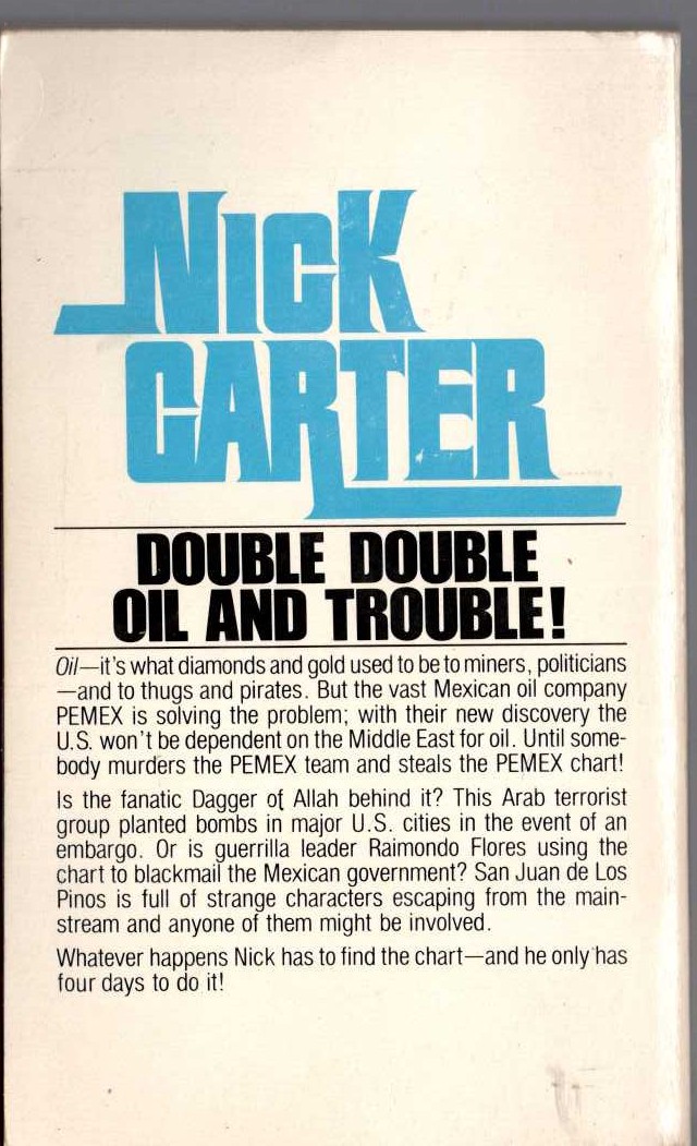 Nick Carter  THE PEMEX CHART magnified rear book cover image