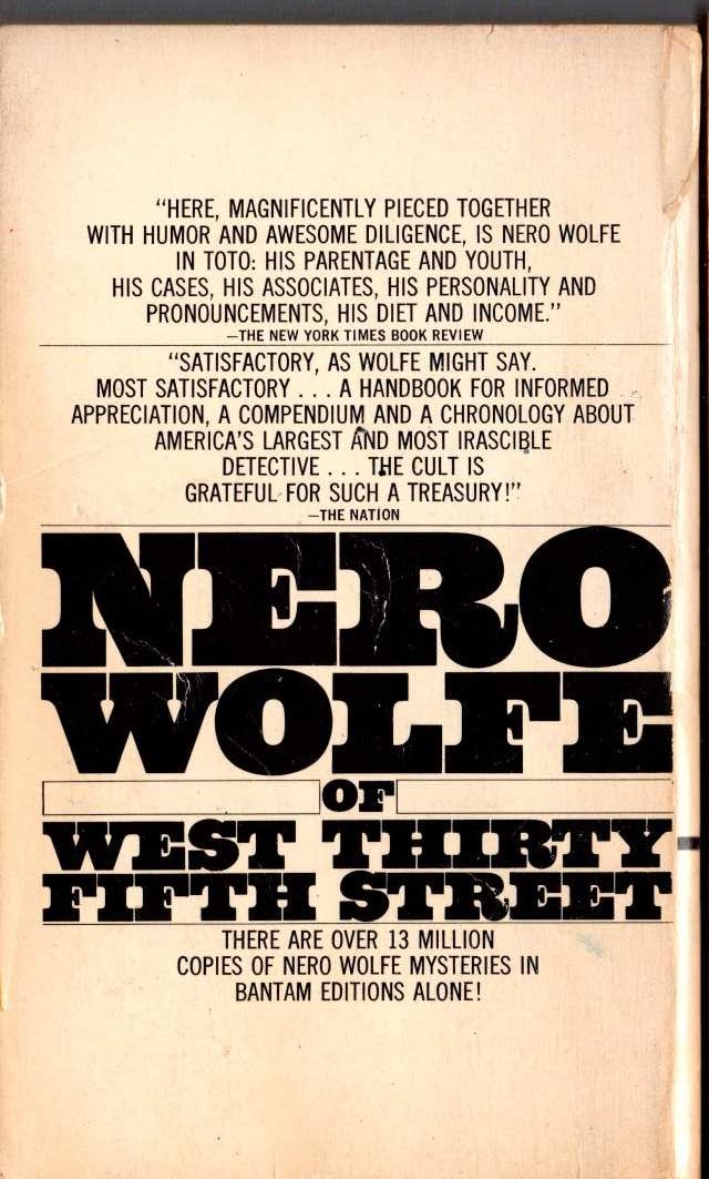 (William S.Baring-Gould) NERO WOLFE OF WEST THIRTY-FIFTH STREET magnified rear book cover image