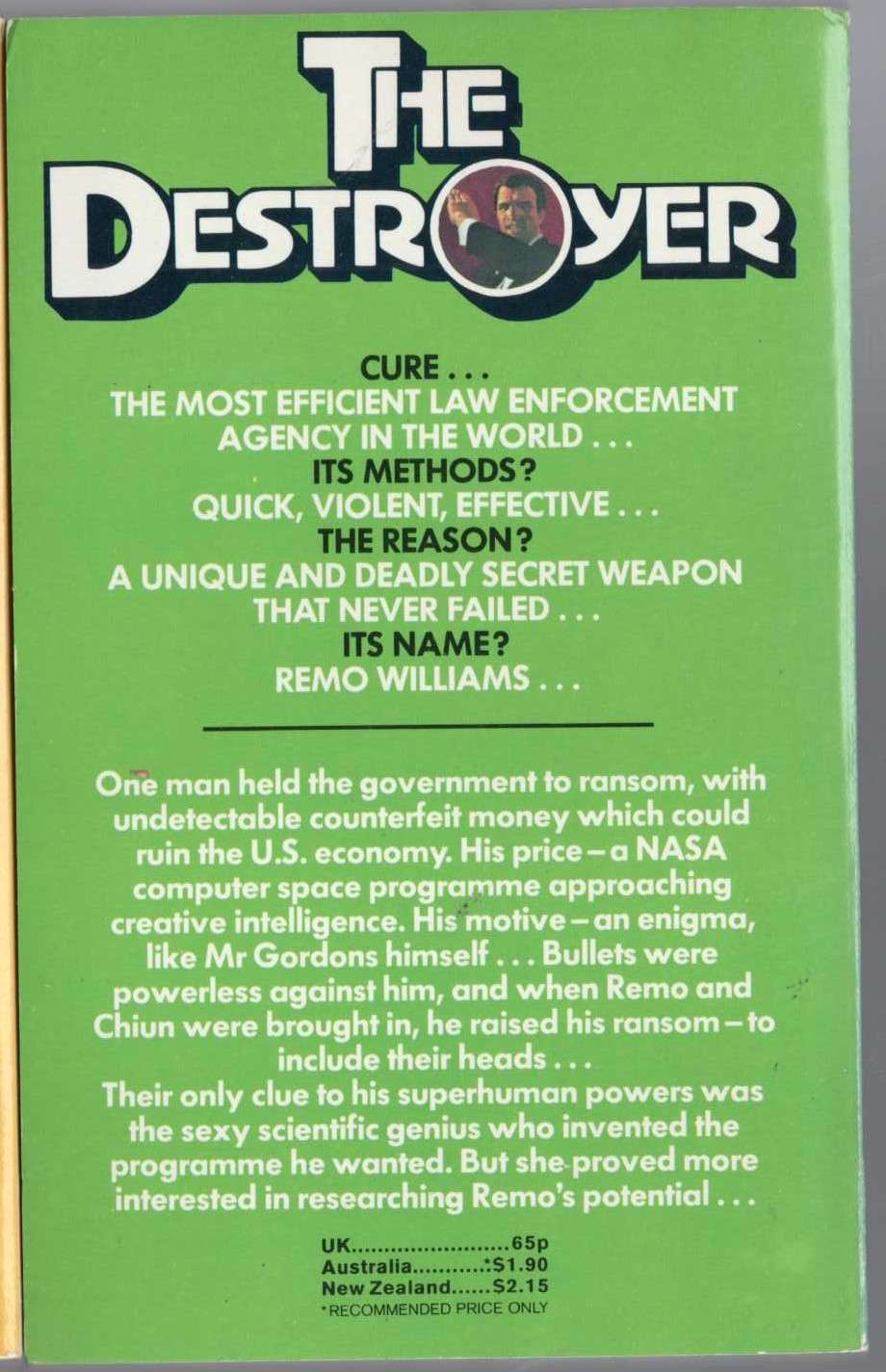 THE DESTROYER 18: FUNNY MONEY magnified rear book cover image