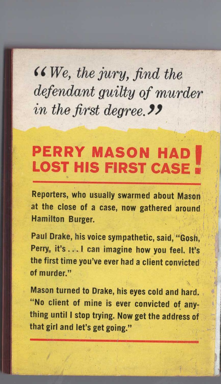 Erle Stanley Gardner  THE CASE OF THE TERRIFIED TYPIST magnified rear book cover image