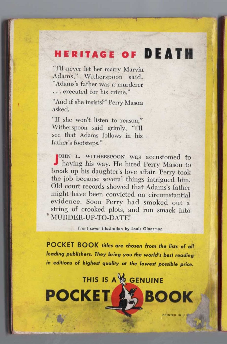 Erle Stanley Gardner  THE CASE OF THE DROWNING DUCK magnified rear book cover image