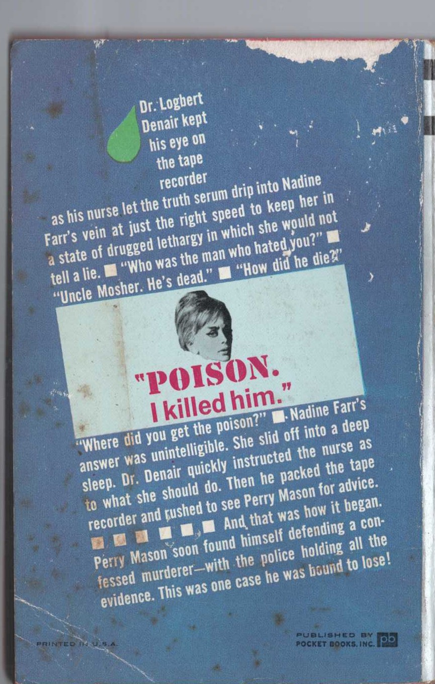 Erle Stanley Gardner  THE CASE OF THE DEMURE DEFENDANT magnified rear book cover image