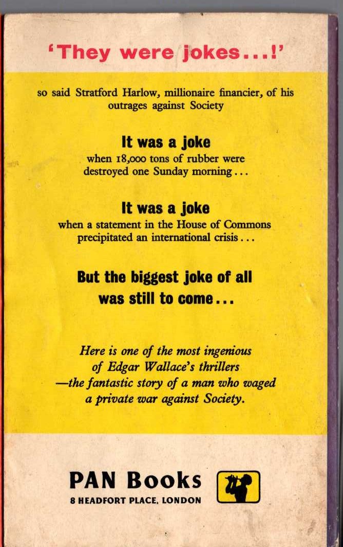 Edgar Wallace  THE JOKER magnified rear book cover image