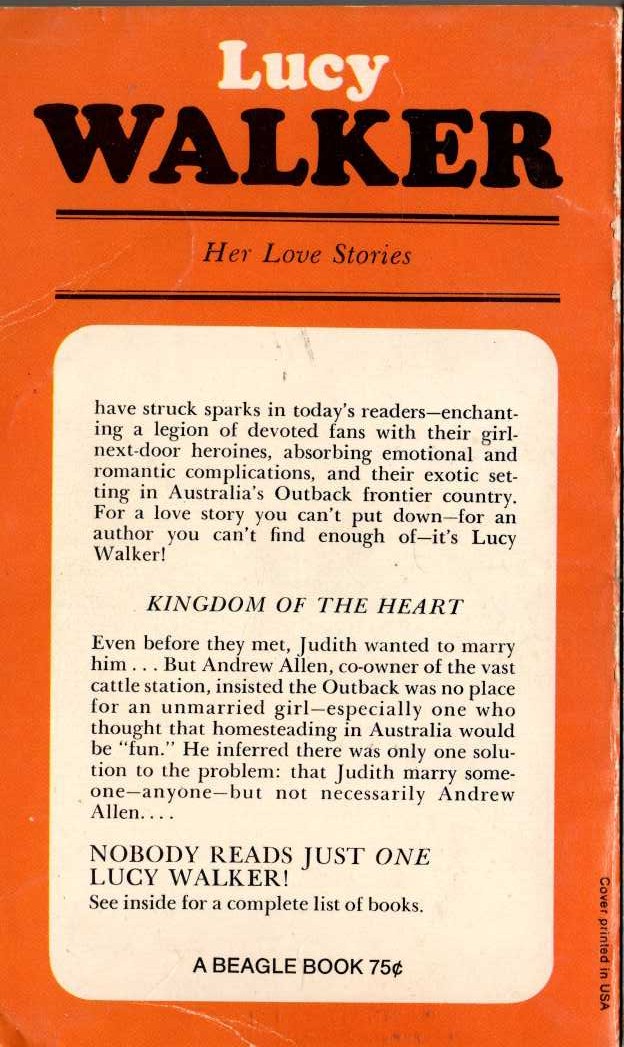 Lucy Walker  KINGDOM OF THE HEART magnified rear book cover image