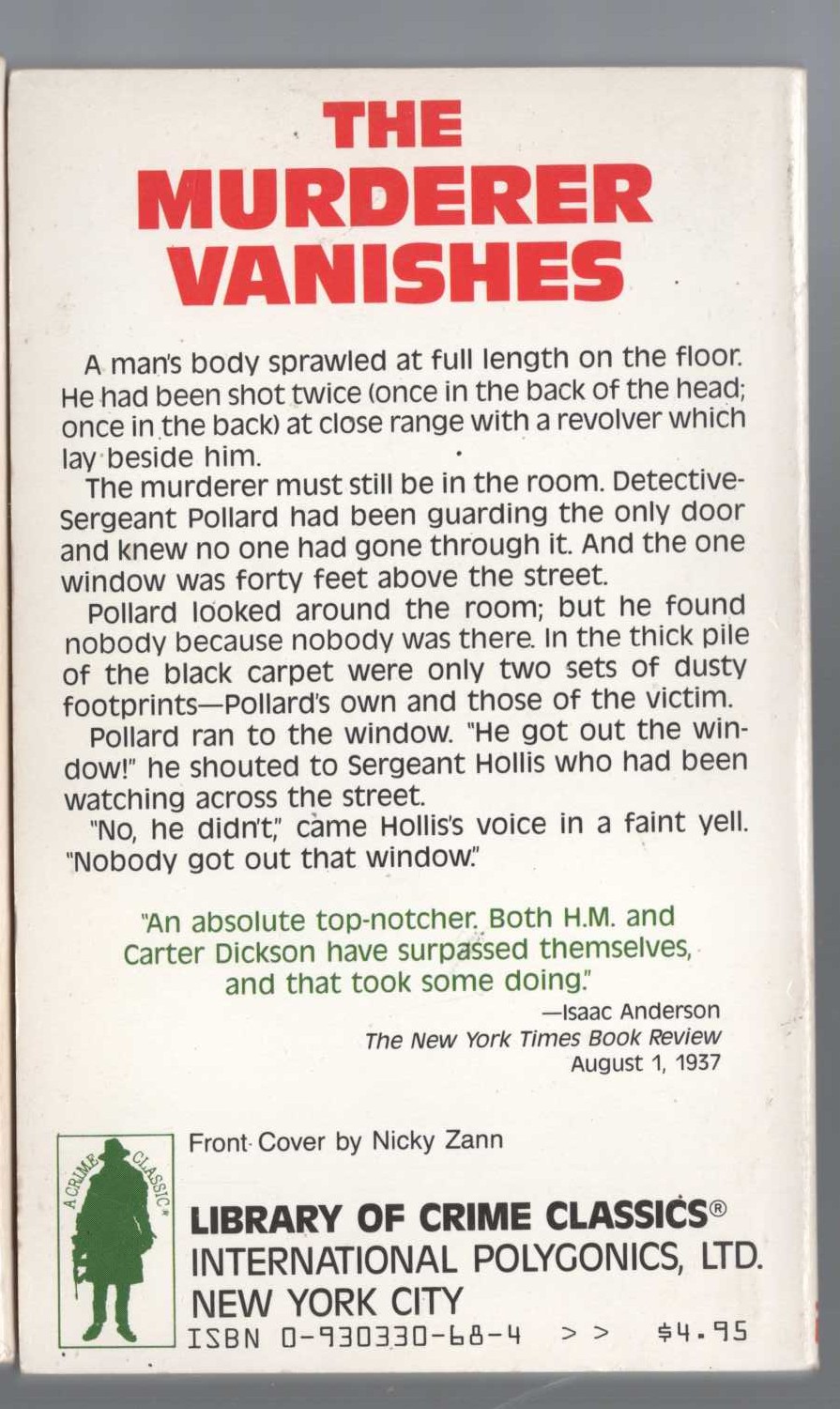 Carter Dickson  THE PEACOCK DEATHER MURDERS magnified rear book cover image