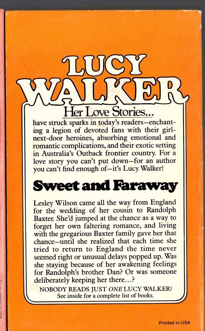 Lucy Walker  SWEET AND FARAWAY magnified rear book cover image