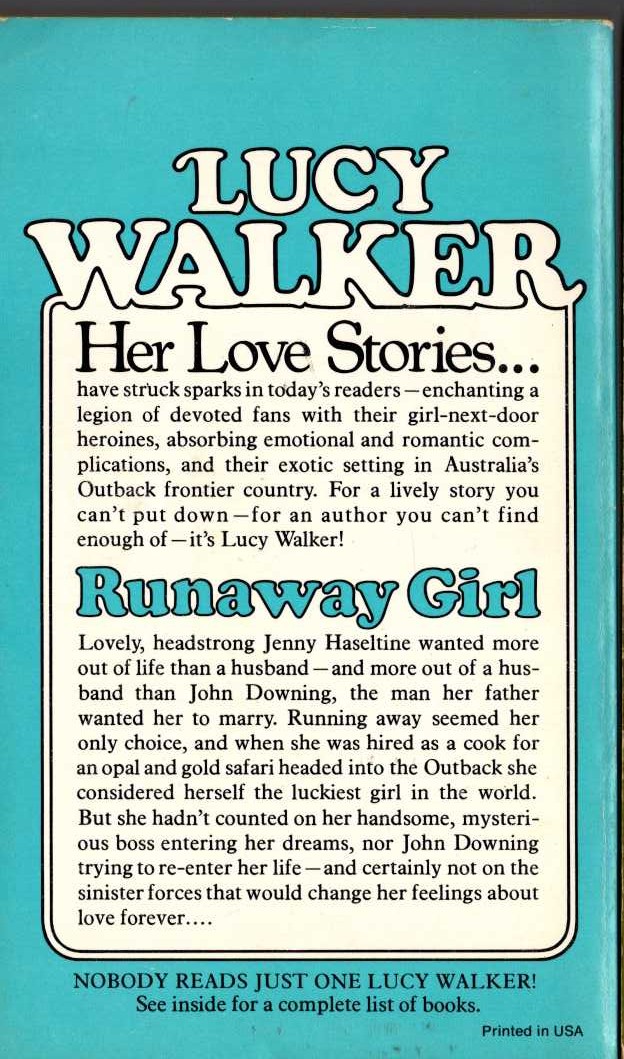 Lucy Walker  RUNAWAY GIRL magnified rear book cover image