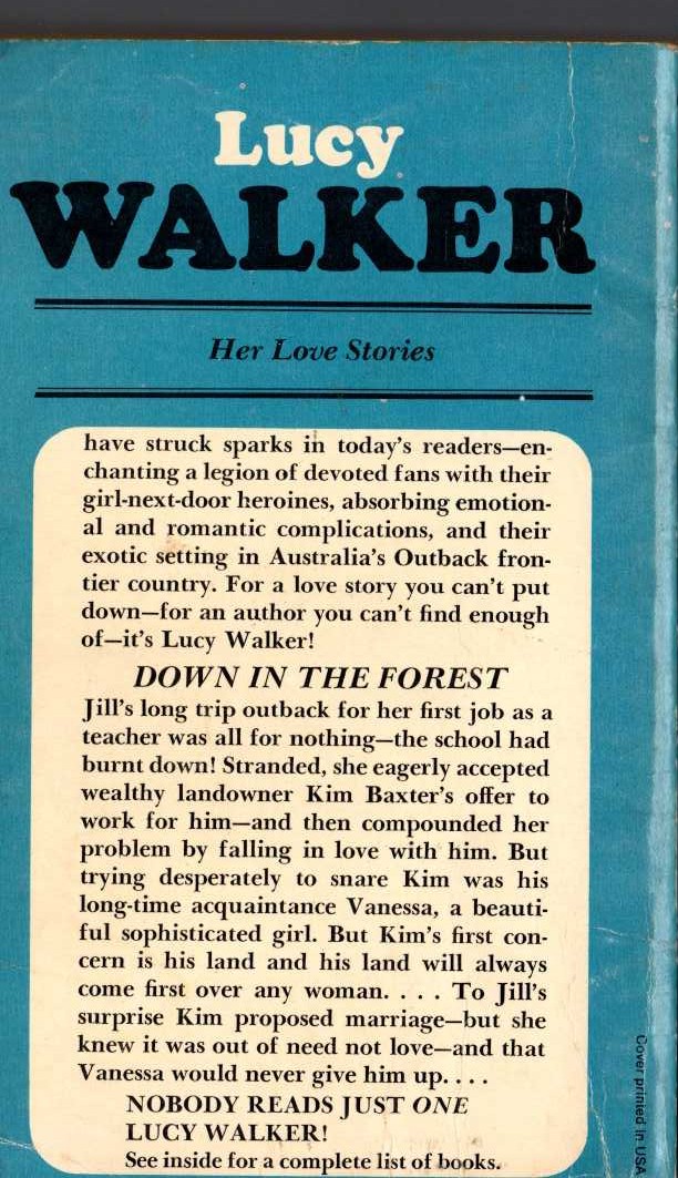 Lucy Walker  DOWN IN THE FOREST magnified rear book cover image