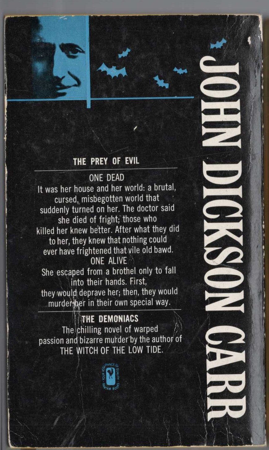 John Dickson Carr  THE DEMONIACS magnified rear book cover image