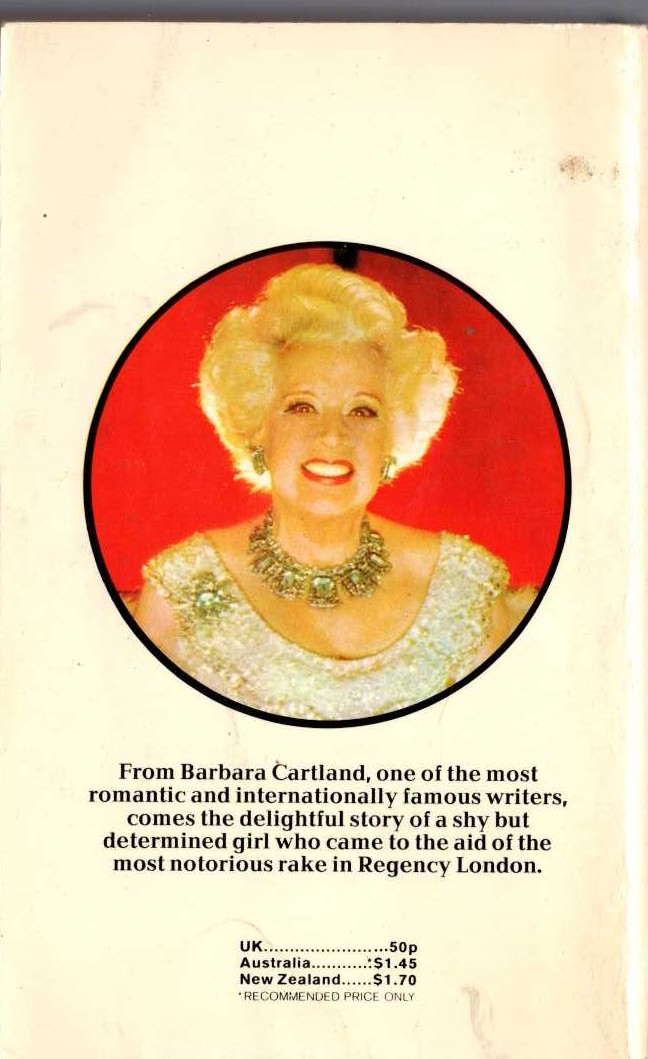 Barbara Cartland  THE DISGRACEFUL DUKE magnified rear book cover image