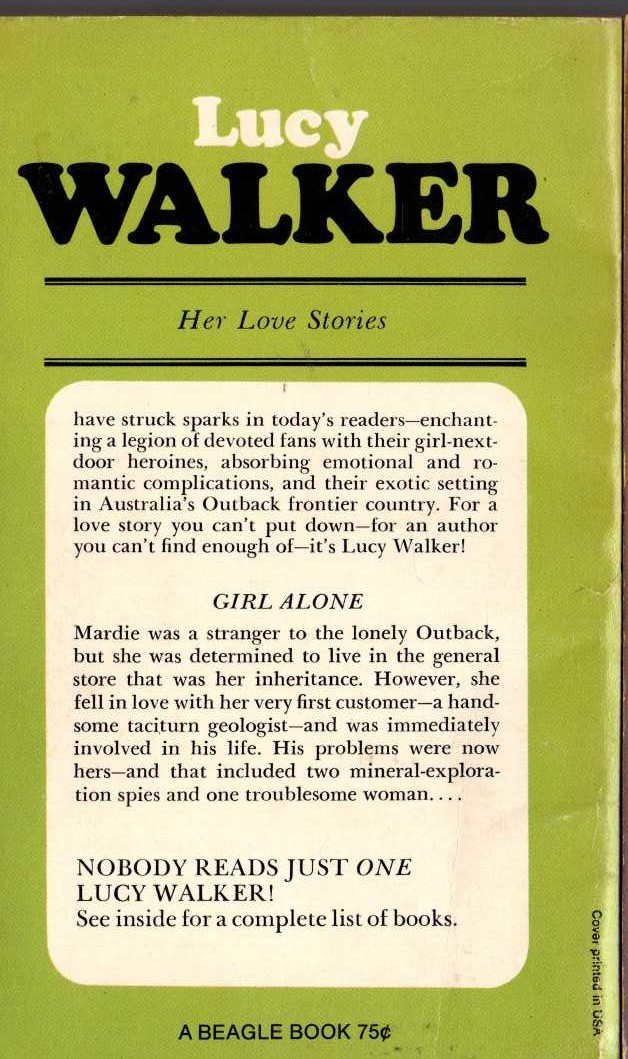 Lucy Walker  GIRL ALONE magnified rear book cover image