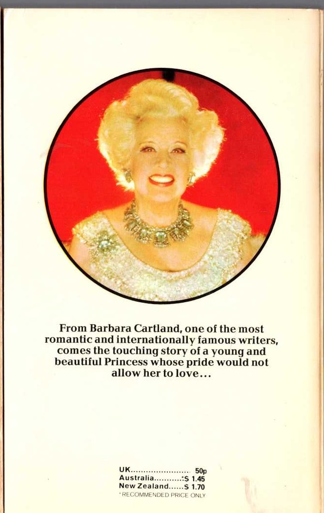 Barbara Cartland  THE PROUD PRINCESS magnified rear book cover image