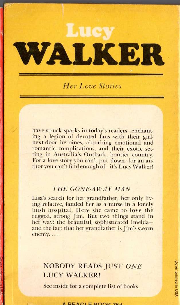 Lucy Walker  THE GONE-AWAY MAN magnified rear book cover image