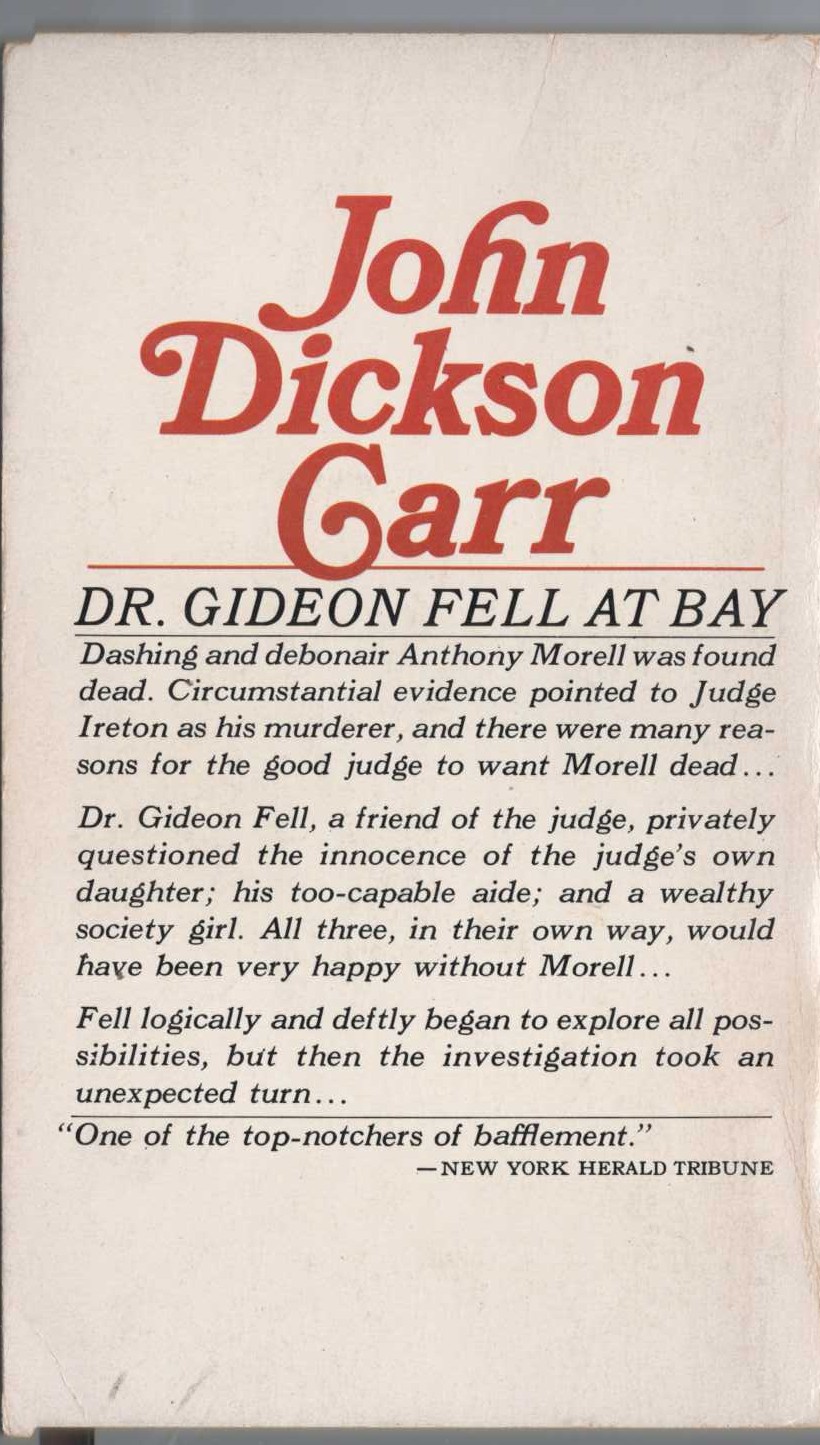 John Dickson Carr  DEATH TURNS THE TABLES magnified rear book cover image