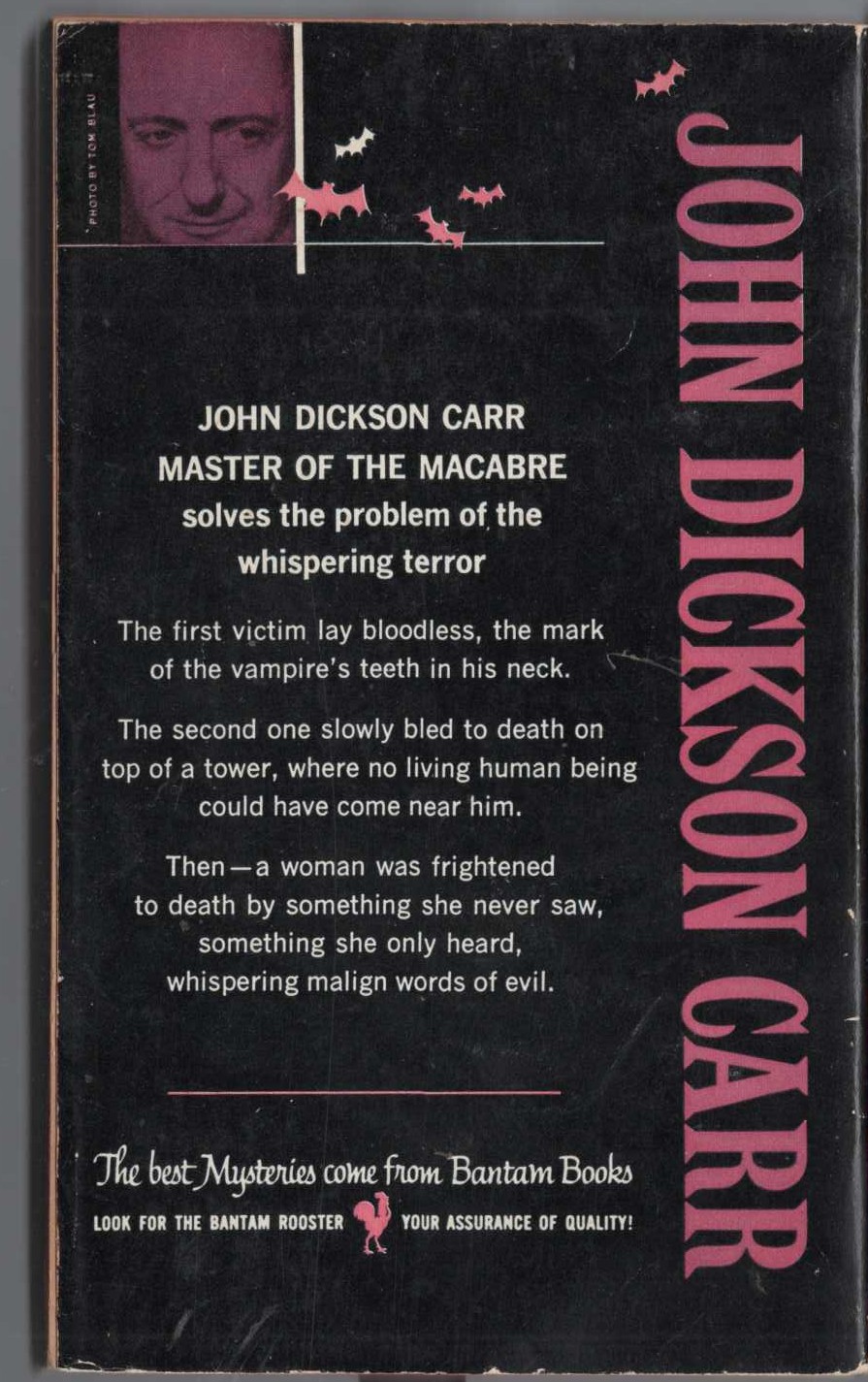 John Dickson Carr  HE WHO WHISPERS magnified rear book cover image