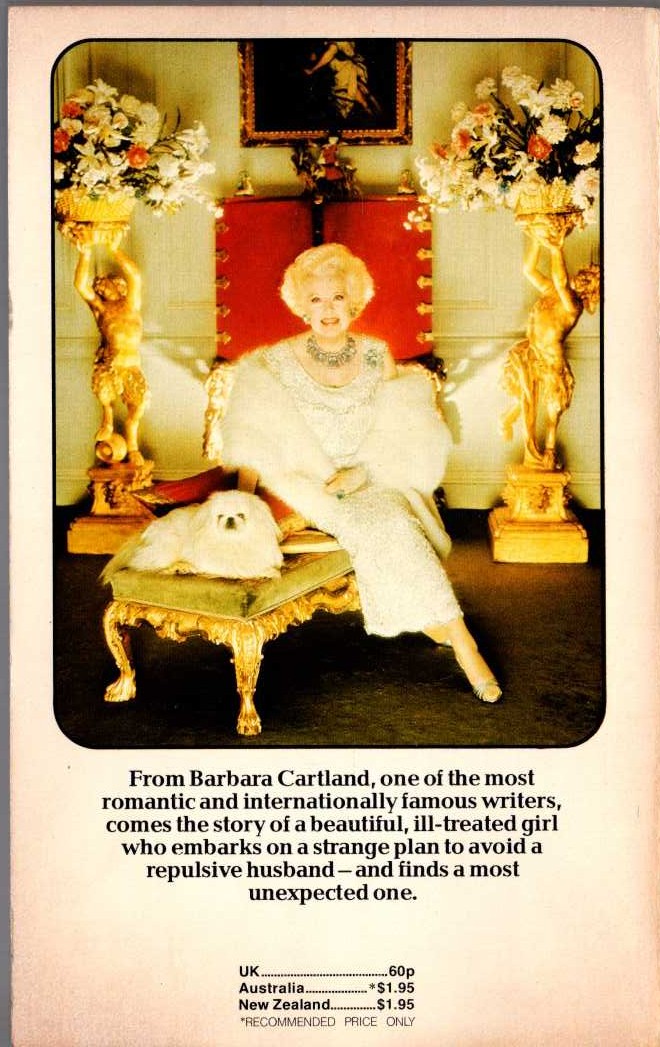Barbara Cartland  THE SAINT AND THE SINNER magnified rear book cover image