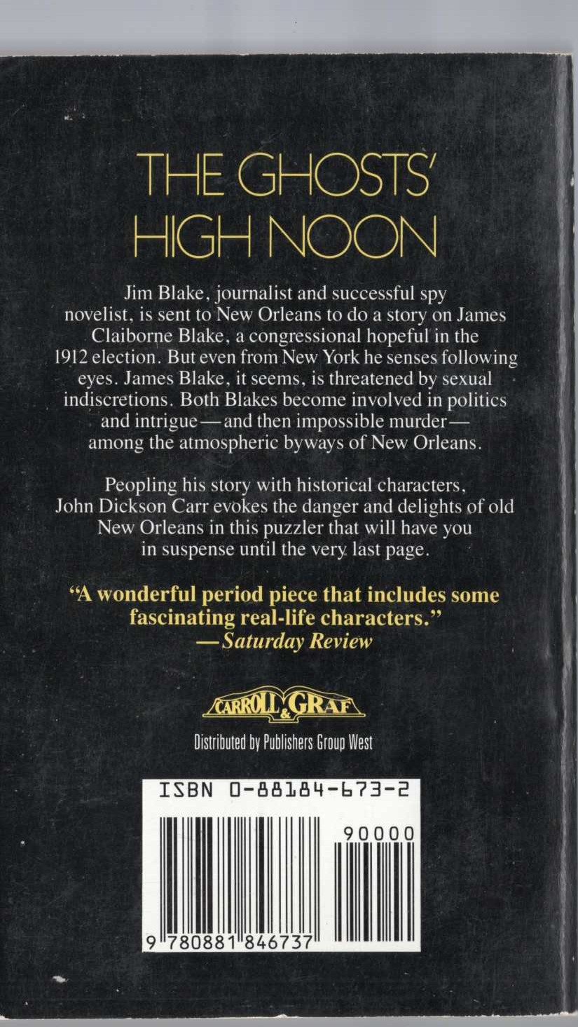 John Dickson Carr  THE GHOSTS' HIGH NOON magnified rear book cover image