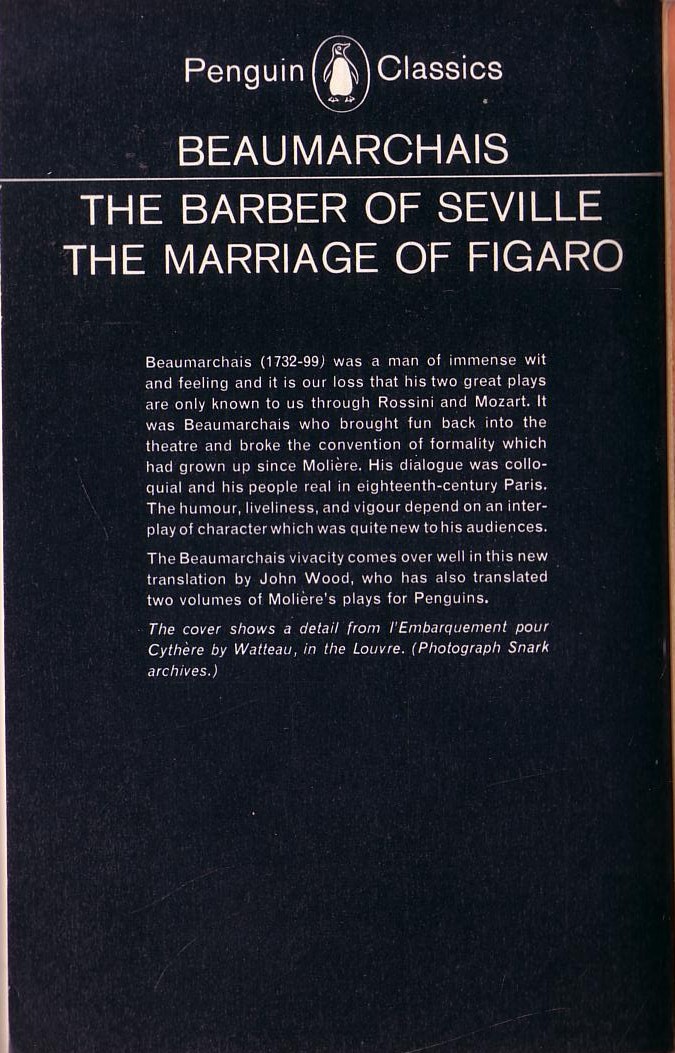 Beaumarchais   THE BARBER OF SEVILLE / THE MARRIAGE OF FIGARO magnified rear book cover image
