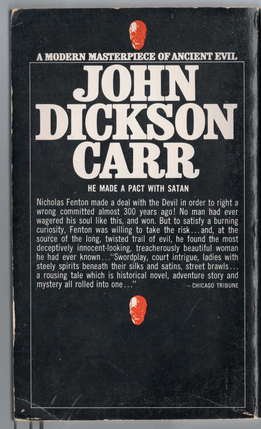 John Dickson Carr  THE DEVIL IN VELVET magnified rear book cover image