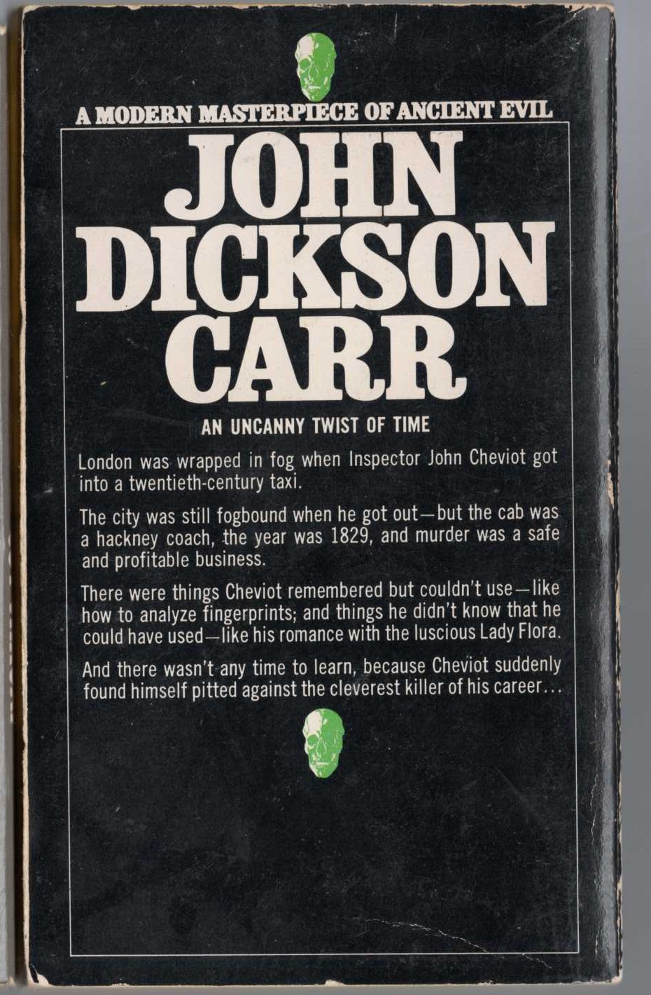 John Dickson Carr  FIRE, BURN magnified rear book cover image