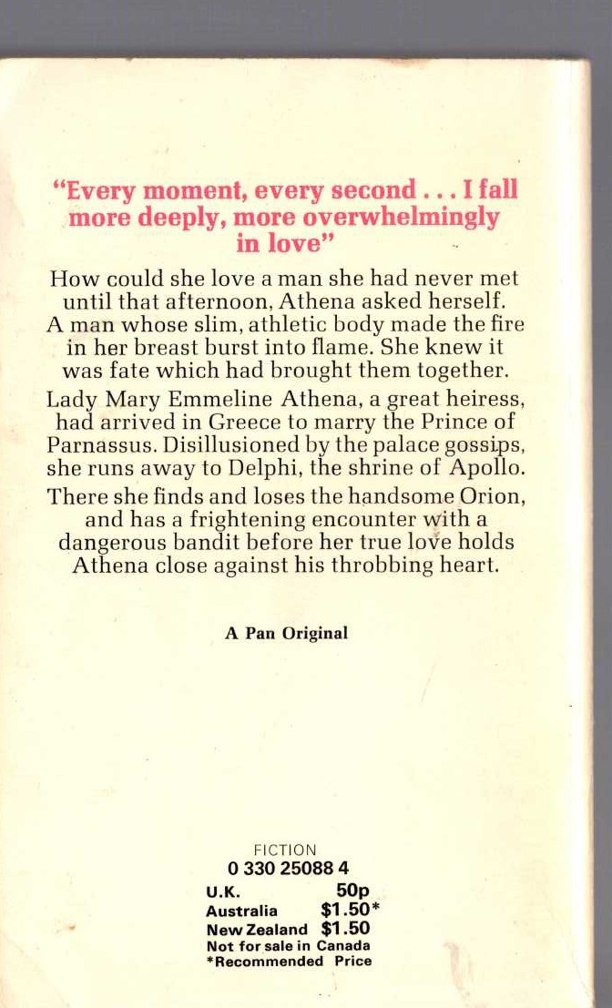Barbara Cartland  KISS THE MOONLIGHT magnified rear book cover image