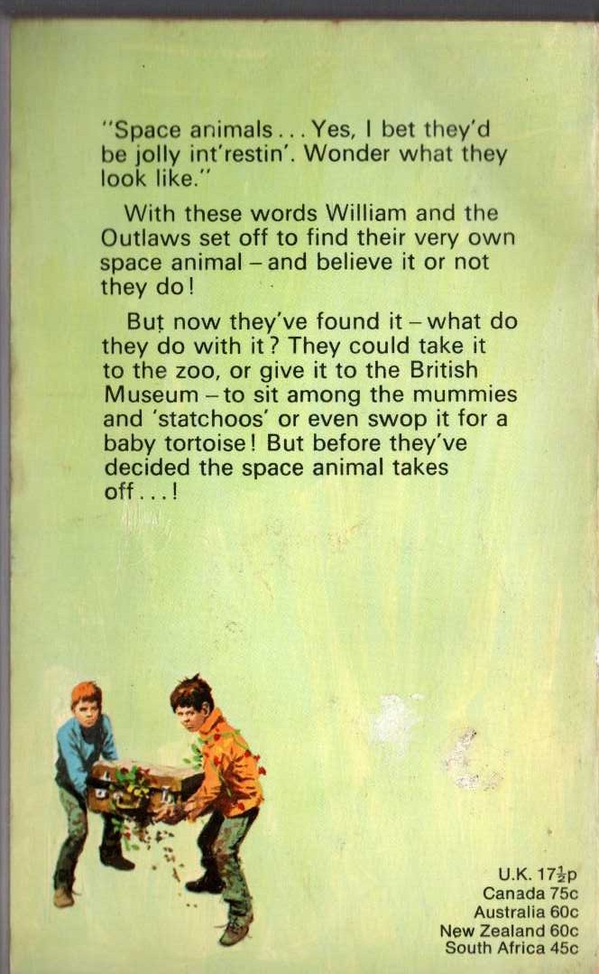 Richmal Crompton  WILLIAM AND THE SPACE ANIMAL magnified rear book cover image