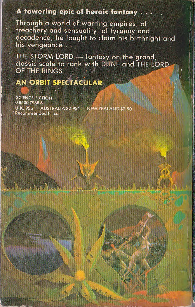 Tanith Lee  THE STORM LORD magnified rear book cover image