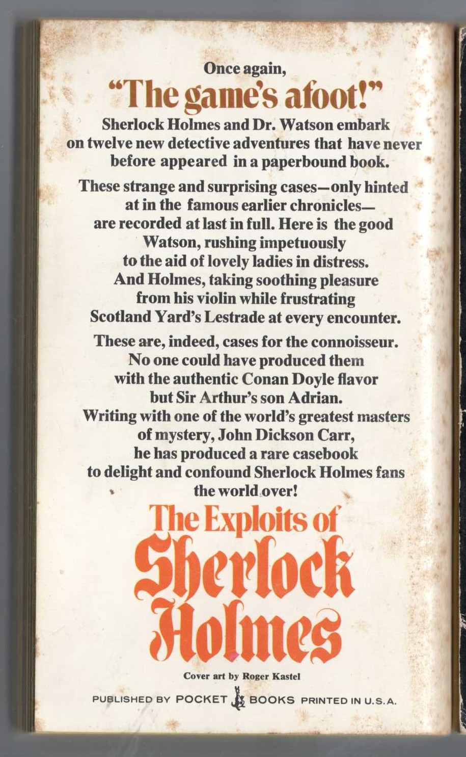 (Adrian Conan Doyle & John Dickson Carr) THE EXPLOITS OF SHERLOCK HOLMES magnified rear book cover image