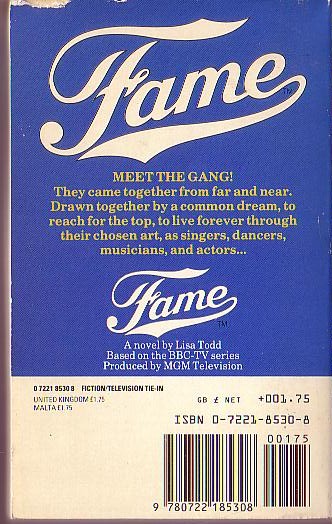 Lisa Todd  THE KIDS FROM FAME #1 magnified rear book cover image