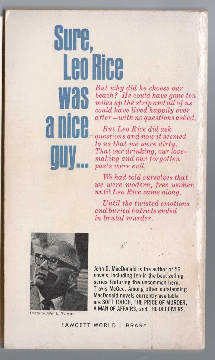 John D. MacDonald  THE BEACH GIRLS magnified rear book cover image