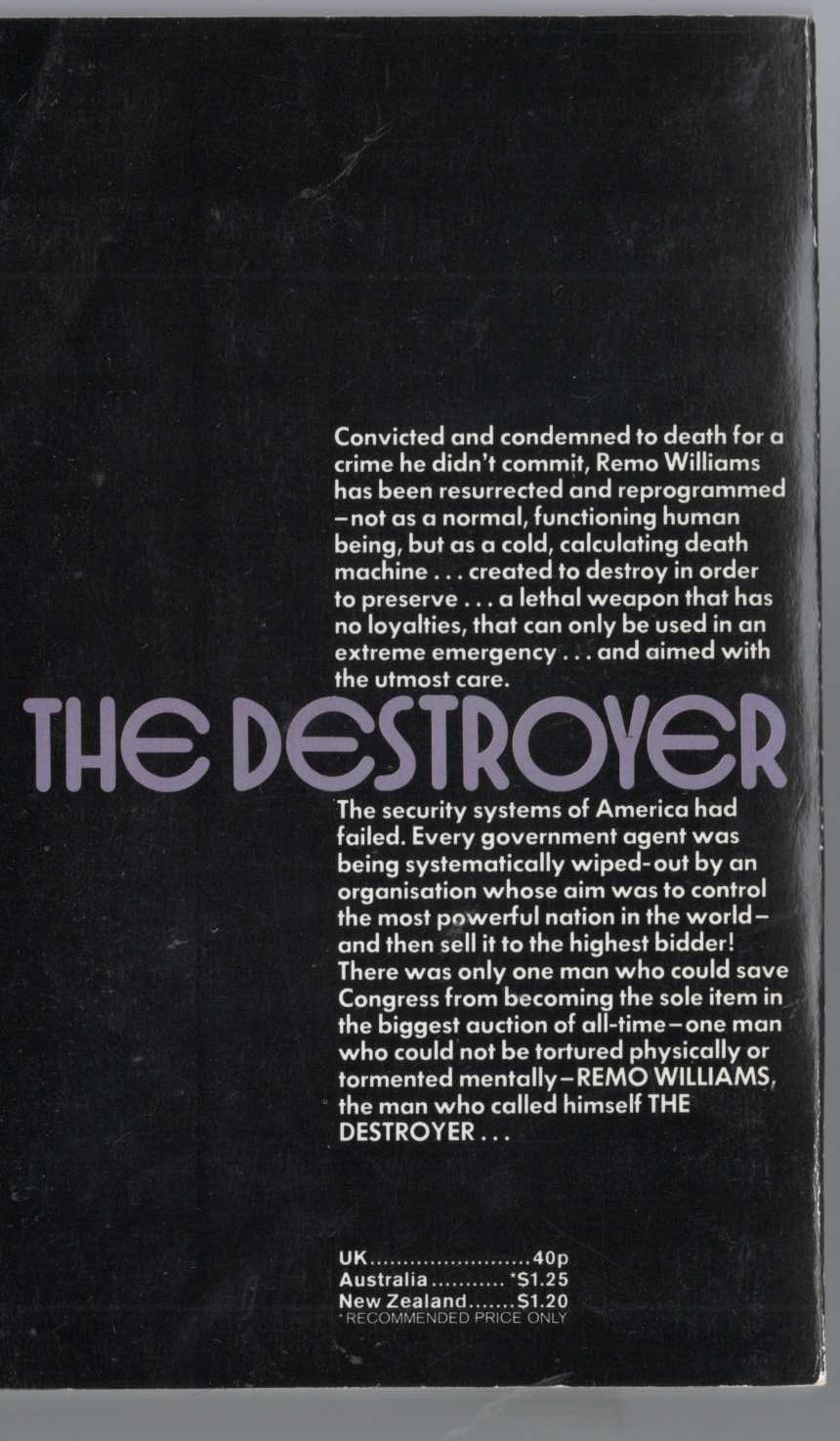 THE DESTROYER: DEATH THERAPY magnified rear book cover image