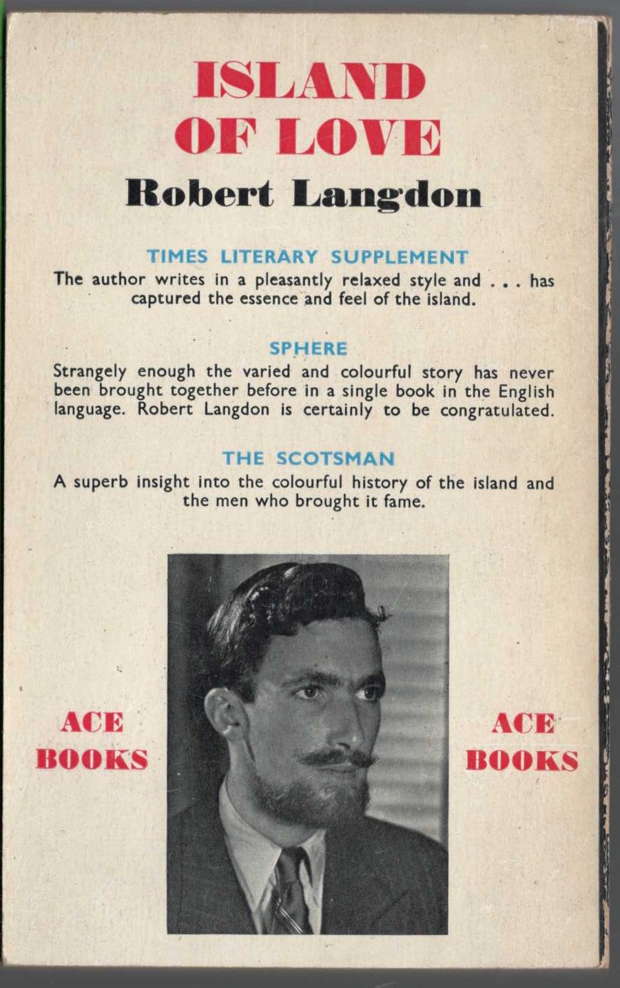 Robert Langdon  ISLAND OF LOVE magnified rear book cover image