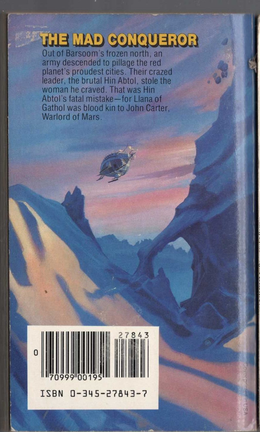 Edgar Rice Burroughs  LLANA OF GATHOL magnified rear book cover image